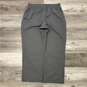 Under Armour Vital Warm Up Gray Mens 2XL Spellout Loose Ankle Zip Heatgear Pants